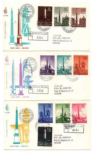 Vatikan FDC Venetia 1959 Obelisken gereist Racc. für Italien