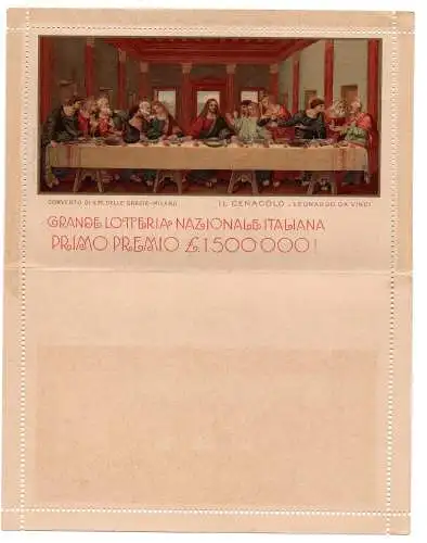 Postkarte 1911 Italienische Lotterie - Il Cenacolo