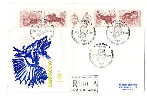 Italien 1976 Carpaccio Diktum auf FDC Venetien Einschreiben