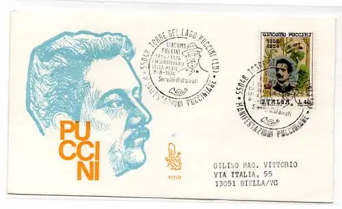 Italien FDC Venetia 1974 Puccini reiste nach Italien