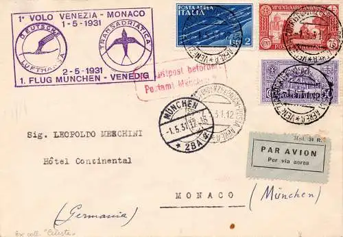 1931 Venedig/München vom 1.5.31 - Aerogramm