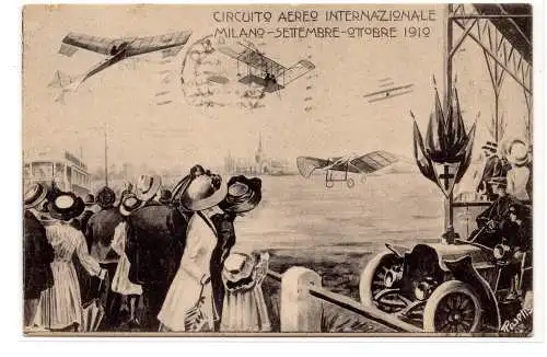 Milano Circuito Aereo Internaz. 1910 - Einfarbige Postkarte