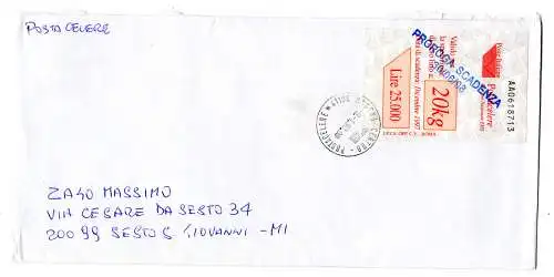 Postacelere 20 Kg. Nr. 6 mit Stempel Ablaufverlängerung 30.6.98 blau