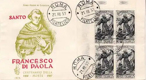 S. Francesco da Paola Quartina auf FDC Venedig nicht gereist