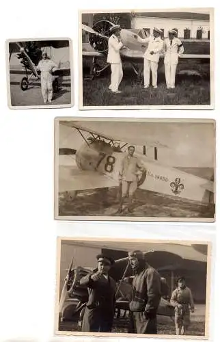 Fotos - Lot von vier Fotos Flugzeuge und Piloten im Vordergrund