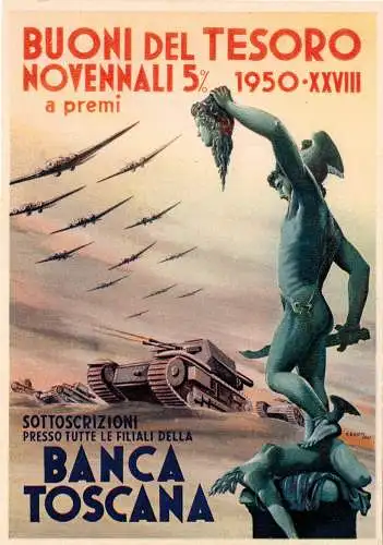 Banca Toscana - Stormo Propagandakarte von Flugzeugen im Flug