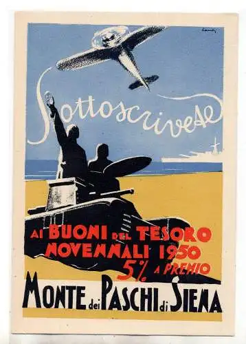 Monte Paschi Siena - Propagandakarte Flugzeug im Flug