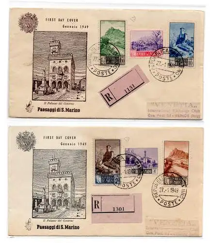 San Marino - Landschaften '49 auf FDC Venedig