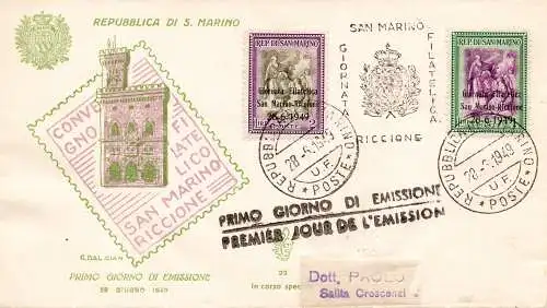 San Marino - Tag der Philatelie '49 auf FDC Venedig