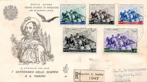 San Marino - Garibaldi Luftpost auf FDC Venedig