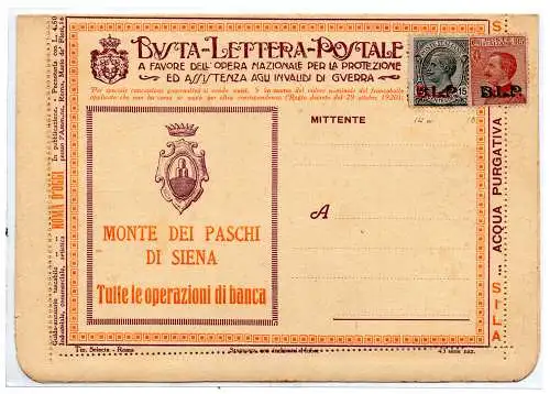 National 43 Monte Paschi Siena - B.L.P frankiert mit Cent. 15