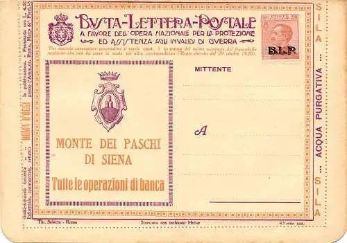 National 43 Monte Paschi Siena - B.L.P frankiert mit Cent. 30