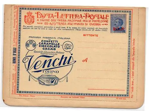 Nationalmannschaft 47 Venchi - B.L.P. frankiert mit Cent. 25 Aufdruck III.