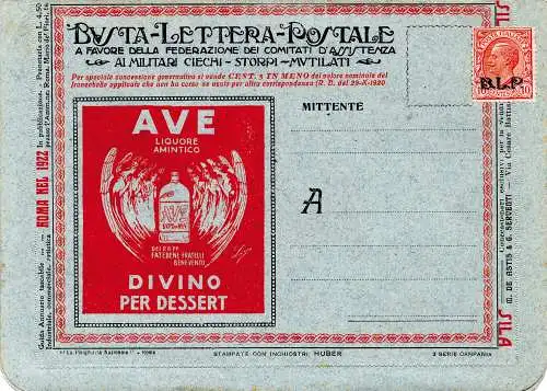 Campania Serie 2 AVE - B.L.P frankiert mit Cent. 10 Aufdruck II