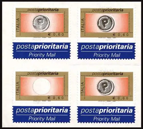 Priority Post 2004 Euro 0,60 Sorten ohne Zentrum