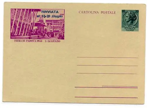 C.P. Syracusana Lire 20 Fiera di Padova 1953