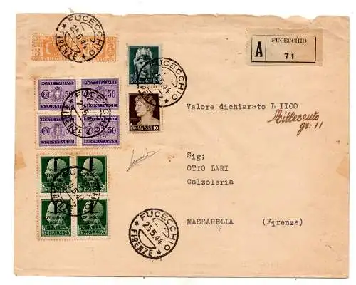 Notfall - Postpakete Lire 3 Nr. 32 auf Umschlag