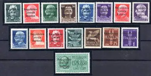 Teramo - Briefmarken Italiens aufgedruckt Nr. 1/16 die komplette Serie