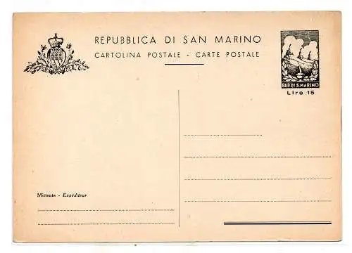 San Marino Postkarte Lire 15 Nr. C 25 neu