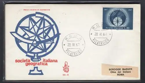 Italia FDC Venetia 1967 Soc. Geographische Reise nach Italien 733