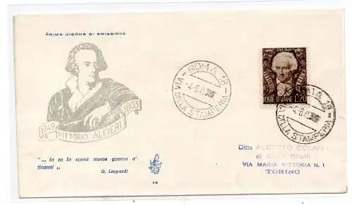 Alfieri auf Umschlag FDC Venetia nicht gereist