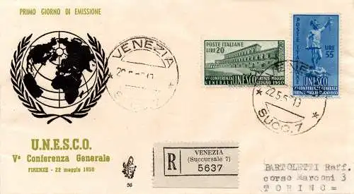 UNESCO auf Umschlag FDC Venetia Racc