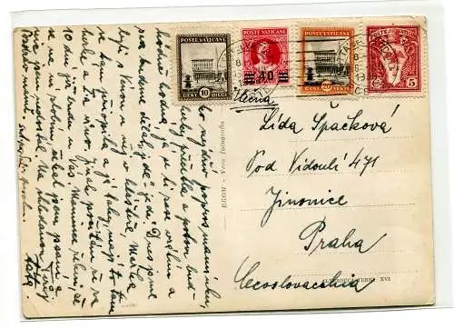 Provisoria Cent. 40 auf Postkarte in die Tschechoslowakei