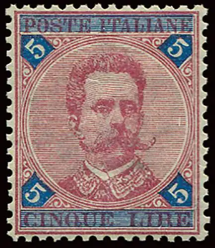 Umberto I. Lire 5 perfekt zentriert mit leichter Linguella-Spur