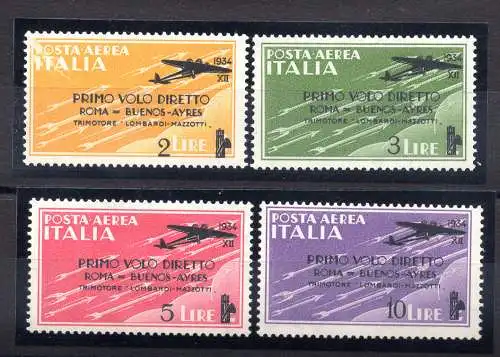 1. Flug Rom - Buenos Aires Luftpost Nr. 56/59 MNH