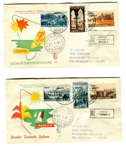 Triest A 1954 Turistica auf FDC Venetia Racc ohne Annullierung der Ankunft