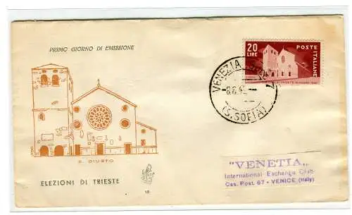 Italien 1949 Wahlen von Triest auf FDC Venedig nicht gereist