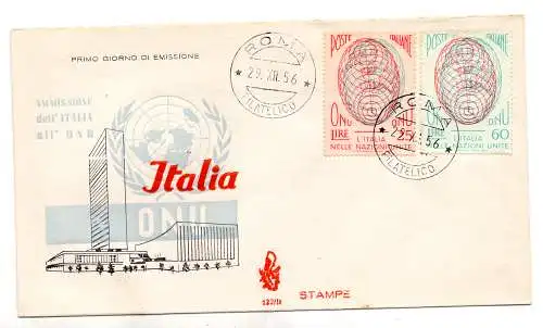 Italia 1956 O.N.U. auf Umschlag FDC Venetia nicht gereist