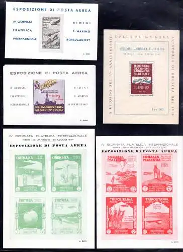 Luftpost - Lot von 19 erinnofili Erinnerungsblättern