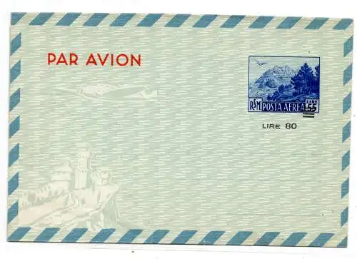 San Marino Aerogramma Lire 80 von 55 Ansicht Nr. Bei 6 schönen Sorten