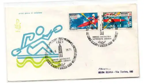 Italien FDC Venetia 1971 Kanu nach Italien gereist