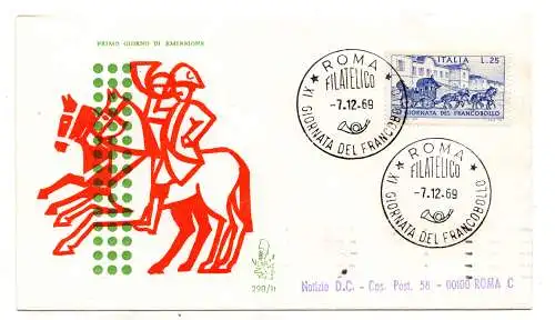 Italia FDC Venetia 1969 Giorn. Del Franc. nach Italien gereist