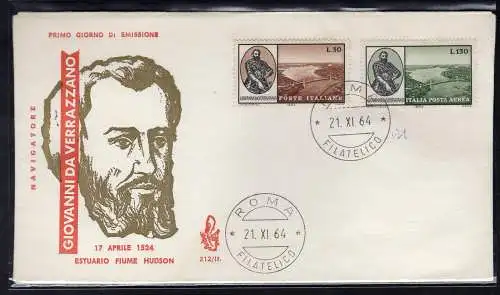 Italien FDC Venetia 1964 Giovanni da Verrazzano nicht gereist