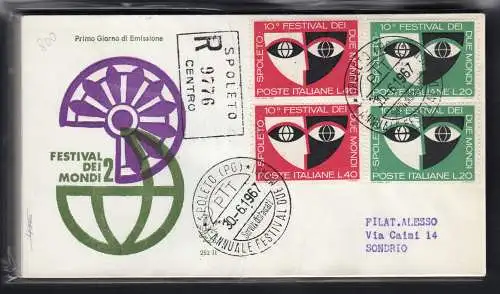 Italien FDC Venetia 1967 Festival Spoleto Paar reiste nach Italien