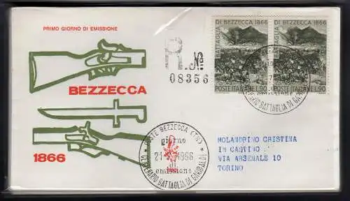 Italien FDC Venetia 1966 Bezzecca Paar gereist Racc. für Italien 708