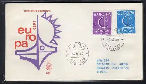 Italien FDC Venetia 1966 Europa reiste nach Italien