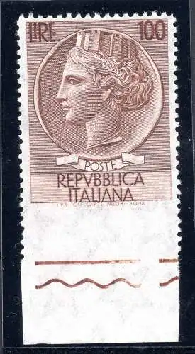 Siracusana Lire 100 stelle II dent. 13,1/4 nicht gezahnt. Unten