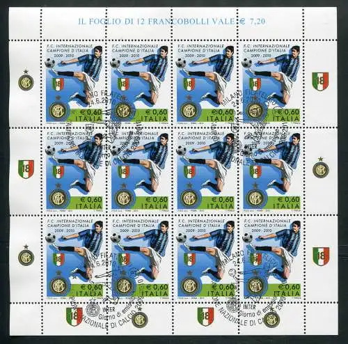 Fußball Inter Champion 2010 Figurierter Stornierungsbogen FDC