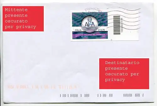 AIFA mit Barcode isoliert auf Umschlag