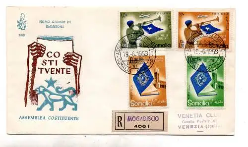 Somalia AFIS FDC Venetia 1959 Constituenete voyata Racc. für Italien