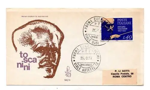 Italien FDC Venetia 1967 Toscanini reiste nach Italien