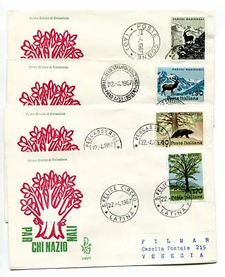 Italien 1967 Nationalparks auf 4 FDC Venetia reiste Italien