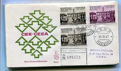 Italien FDC Venetia 1967 Verträge Paar + einzelne Reise Racc. für Italien