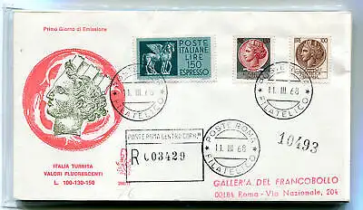 Italien FDC Venetia 1968 Siracusana + Espresso voyata Racc. für Italien