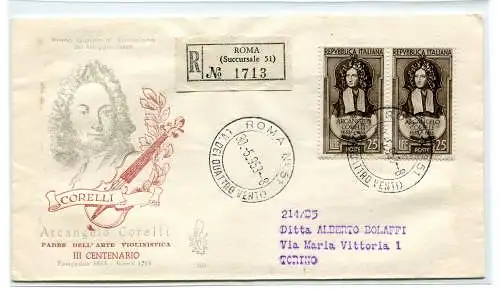 Corelli Paar auf Umschlag FDC Venetia Racc. mit Stornierung der Ankunft