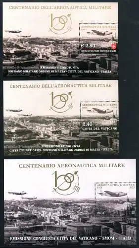 2023 ITALIEN - VATIKAN - SMOM - Centenario Aeronautica blattti - TOP - gemeinsam